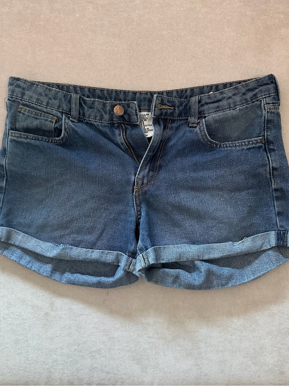 H&M Dark Blue Denim Roll-Cuff Shorts